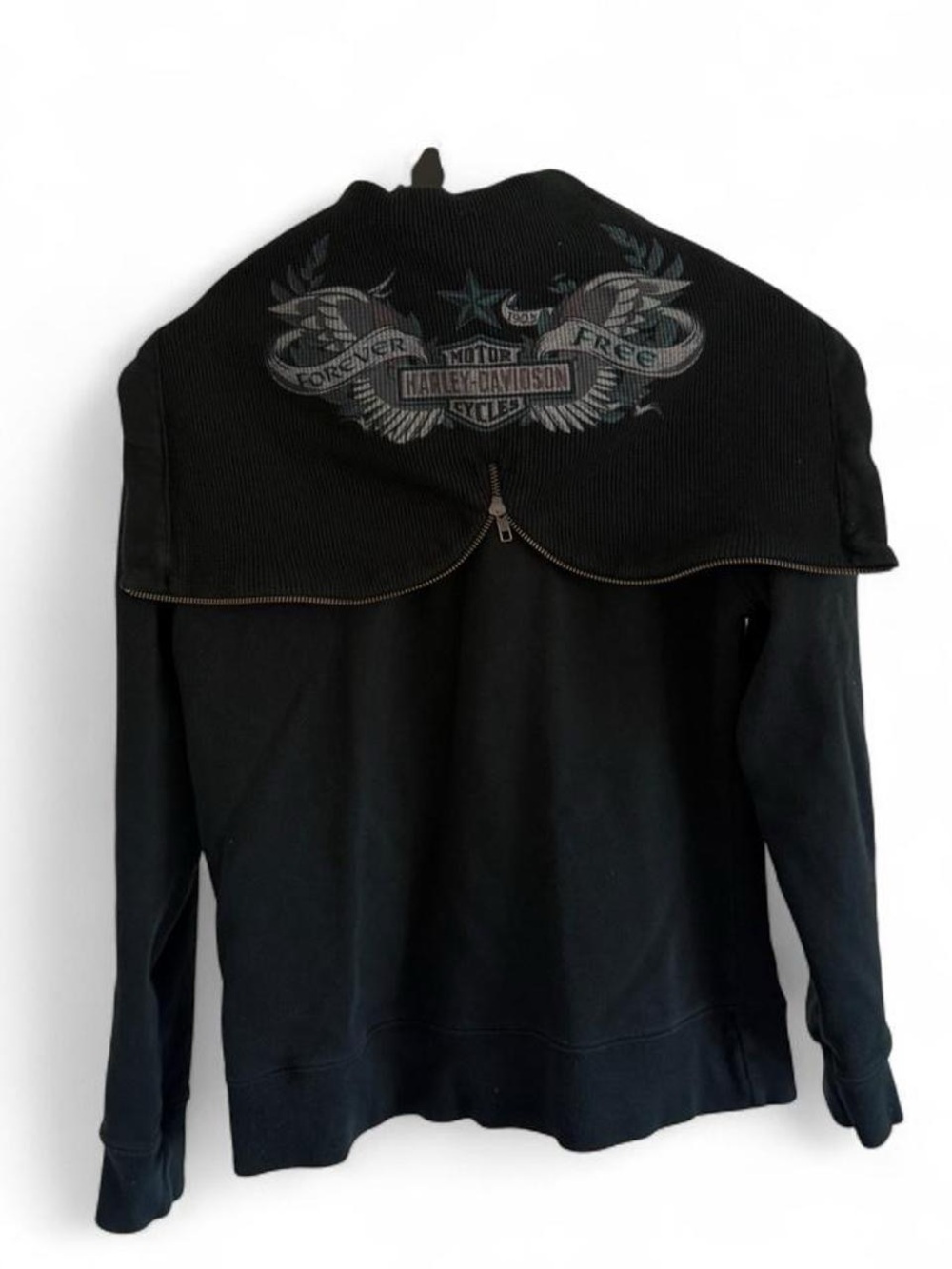Harley-Davidson women’s Black Zip-Back Sweatshirt with Winged Logo